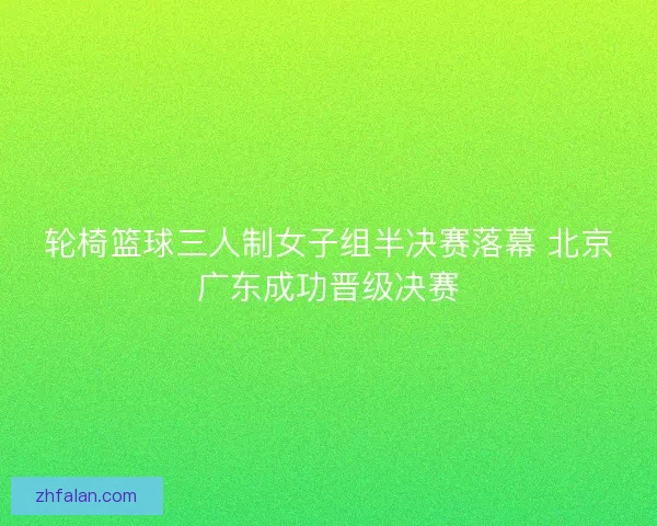 轮椅篮球三人制女子组半决赛落幕 北京广东成功晋级决赛